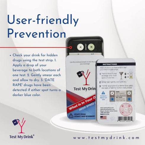 TEST MY DRINK 10 20 Strips - Tests. Test Your Drink or Beverage. Escape Drink Spiking. Detect GHB or KETA Using The