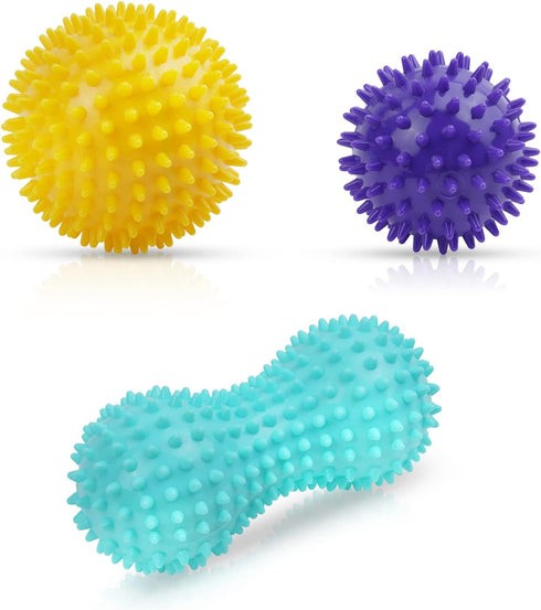 URAQT 3 Pack Set, Spiky Massage Ball, Hard Spiky Massage Ball Roller Professional Physical Therapy Massage Balls
