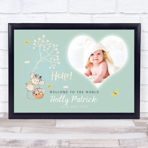 The Card Zoo New Baby Birth Details Christening Nursery Photo Mouse Keepsake Gift Print