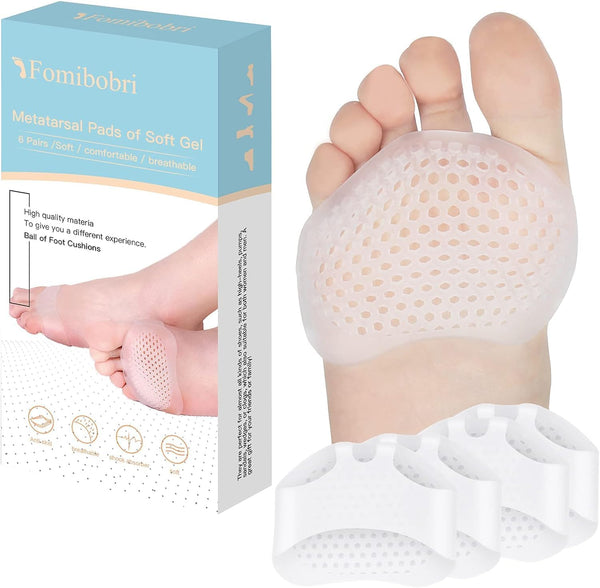 Metatarsal Pads, 12 Pack Ball of Foot Cushions for Pain Relief, Soft Gel Foot Pads