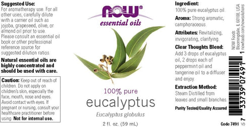 NOW Eucalyptus Essential Oil, 2 Fl Oz (1 Count)