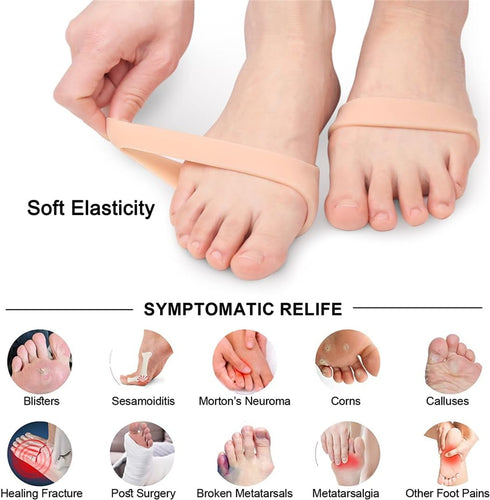 Metatarsal Pads - 2 Pairs Soft Gel Forefoot Cushions for Women and Men, Pain Relief for Metatarsalgia, Morton's Neuroma