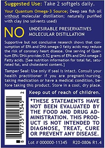 Quantum Nutrition Labs EPA DHA Fish Oil Softgels - Omega 3 Supplement, High Quality Omega 3 Fatty Acids, 90 Softgel