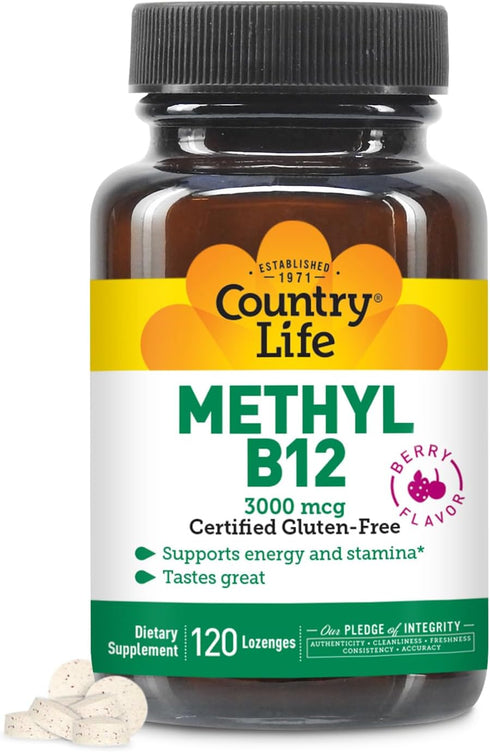 Country Life Methyl B-12, Berry Flavored, 3000 mcg, 120 Lozenges