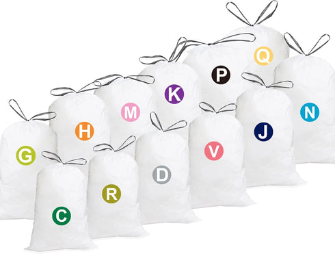 Code G Heavy Duty Trash Bags, 8 Gallon, 50 Count, with Reinforced Drawstring, Compatible with simplehuman