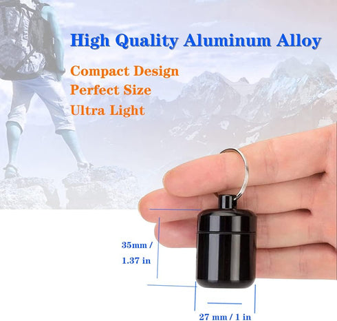 Pill Holder Keychain Container, Portable Aluminium Alloy Waterproof Pill Boxes for Purse, Small Cases for Travel (3PCS)