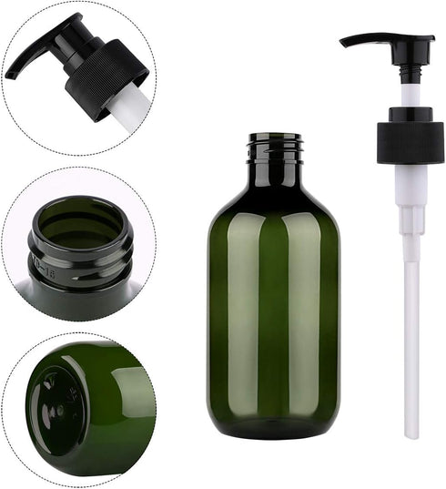 Yebeauty 10oz/300ml Pump Bottle Dispenser, Empty Plastic Refillable Soap Shampoo Containers, 2-Pack Green