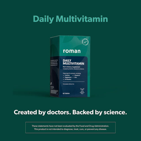 ROMAN Daily Multivitamin for Men, 60-Day Supply (120 Tablets), Supports Physical Activity, Brain + Heart Health, and