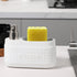 White Ceramic Dish Detergent Dispenser for Kitchen Sink, 21 oz Large Capacity with Sponge Holder