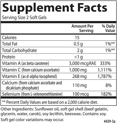 Carlson - ACES Vitamins A, C, E + Selenium, Cellular Health & Immune Support, Antioxidant, 90 Softgels