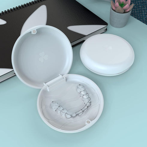(2 Pack) Solid Orthodontic Retainer Case - White Retainer Case