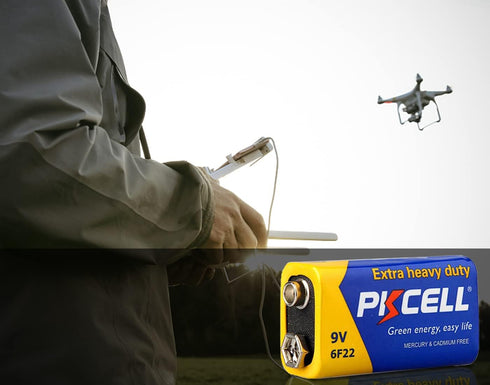PKCELL 9V Carbon Zinc Battery for Smoke Detectors, Ultra Long-Lasting 6F22 Battery.