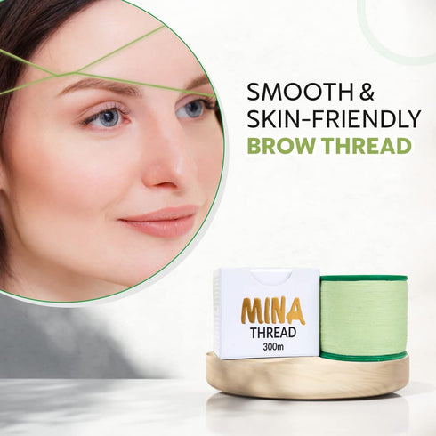 MINA Organic Cotton Thread - 1 Spool X 300m for Precise Eyebrow Shaping, Ideal for Salon and Home Use