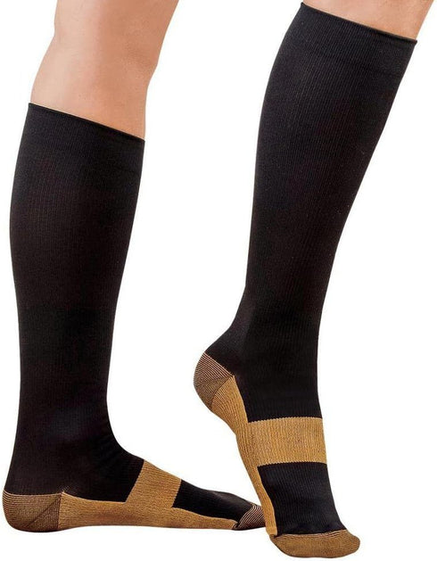 TASOM Compression Copper Socks Over the Calf Below Knee Anti Fatigue Men Woman