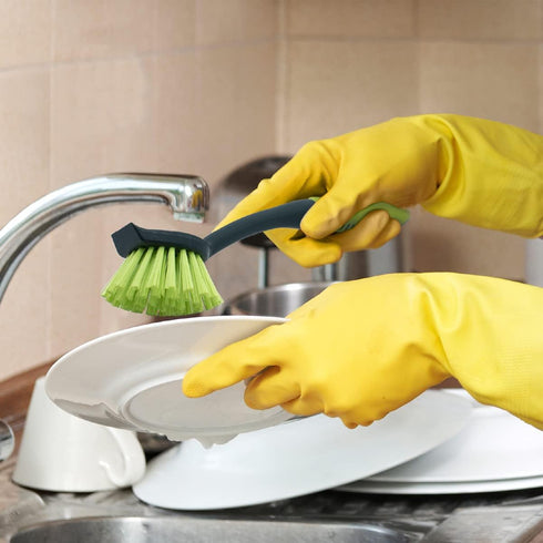 Pine-Sol Set 2 Scrub Brush - Long Handle Cleaning Brushes with Heavy Duty Bristles and Comfort Grip - Scrubbers