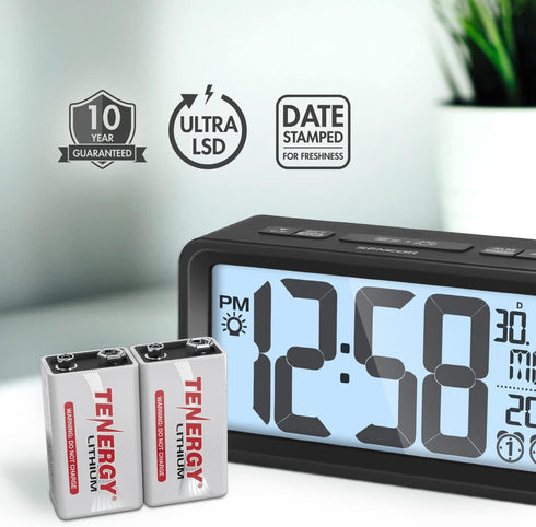 Tenergy 9V Lithium Batteries, 1200mAh Non-Rechargeable, 10 Years Shelf Life, 2 Pack