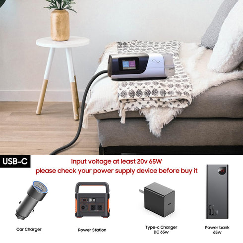 PD USB-C 20V DC Converter Charging Cable for ResMed AirSense 11 Air 11 Airmini 65W 20W CPAP Battery Backup