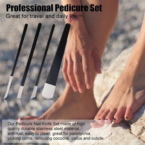 Pedicure Knife Set, 4Pcs for Feet Ingrown Toe Nail Correction with Storage Bag (4 Pieces Set)