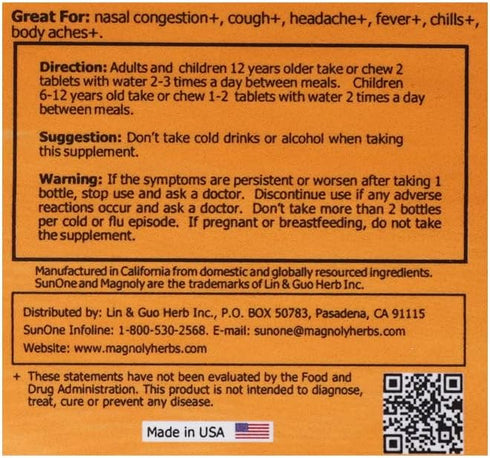 SunOne Herbal Supplements for Cold & Flu Relief, Non-Drowsy