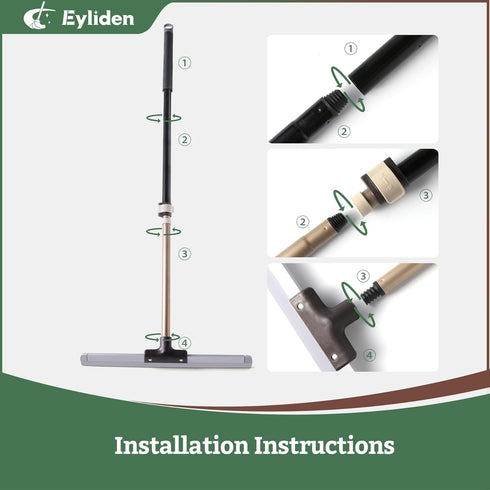Eyliden Floor Squeegee Scrubber: Soft Floor and Window Squeegee with Telescopic Handle for Bathroom and Kitchen