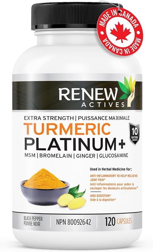 Renew Actives Turmeric Platinum - Antioxidant Source & Liver Protectant - Promotes Digestive Health, & Overall Well-Being - 120 Capsules