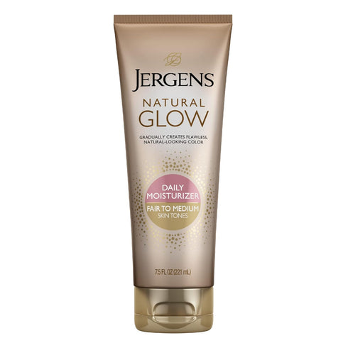 Jergens Natural Glow Sunless Tanning Lotion, Daily Moisturizer, Fair to Medium Skin Tone, 7.5 Ounce