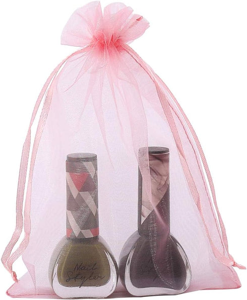 HRX Package Organza Bags Blush Pink - 5x7 inch 100pcs, Mesh Jewelry Pouches for Wedding Baby Shower Party