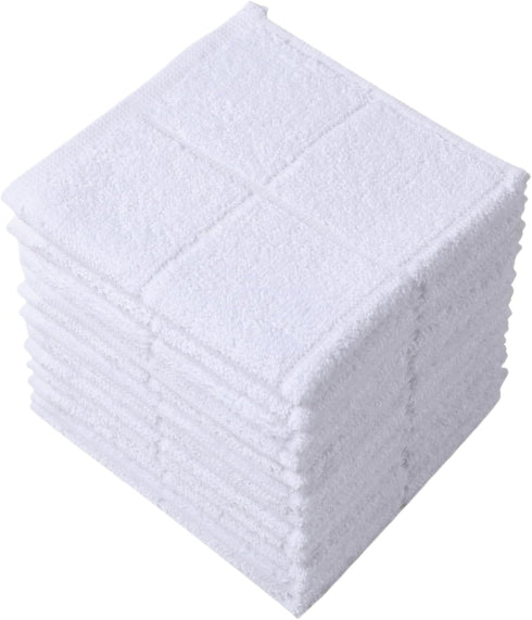Glynniss 100% Cotton Dishcloths, Highly Absorbent Kitchen Dish Rags (11 x 11 Inches, 12 pcs, White)