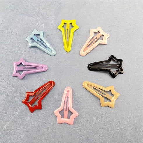 HLLMX 10 PCS Colorful Stars Duckbill Clip Hair Clips, Non-slip Metal Hair Barrettes for Kids Teens Women