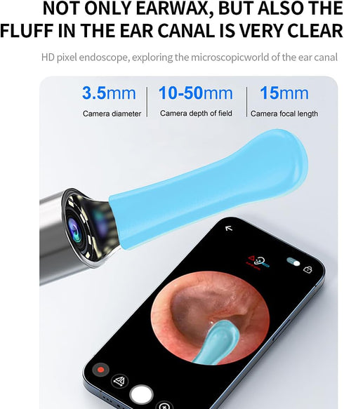 RSRNKXC 1080P 6 Lights,IP67 8 Ear Wax Removal Kit,Earwax Removal Tools with HD Camera and LED Waterproof,Multi-Purpose