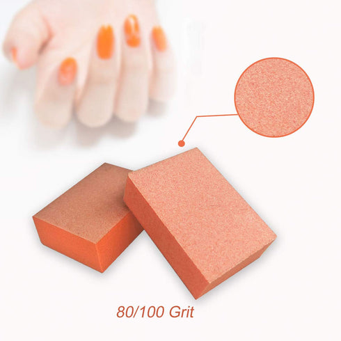 MARYTON Mini Nail Buffer Block Files, 80/100 Grit for Acrylic Nails, 130 Count, Orange