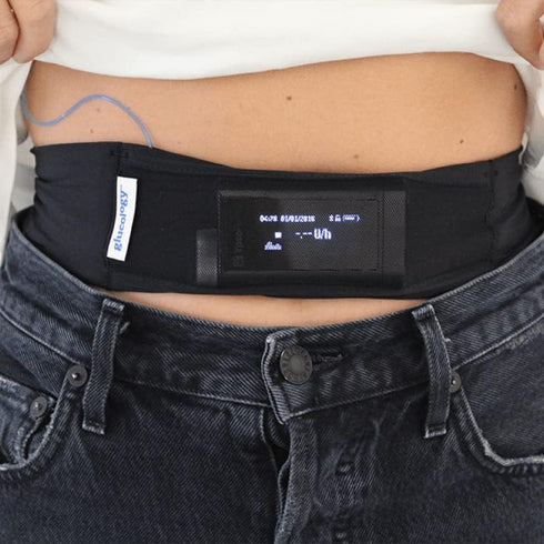 Insulin Pump Holder Waist Belt for Kids, Breathable Soft Fabric with Mesh for Easy Viewing, Black.