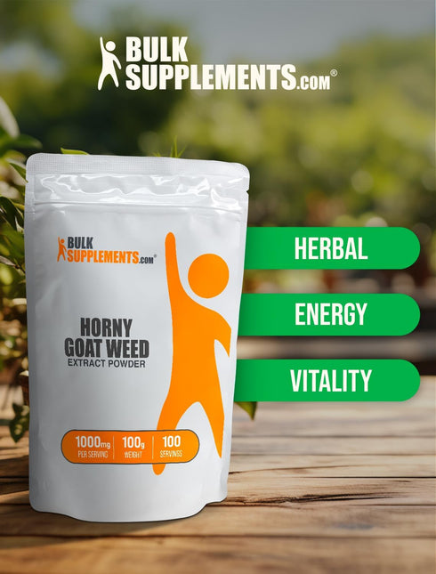 BulkSupplements.com Horny Goat Weed Extract - Gluten Free Herbal Supplement, 1000mg per Serving