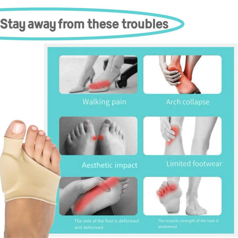 Bunion Foot Cushions - Bunion Correction and Relief Sleeve Set with Gel Pads, 4 Piece Set Medium Size, Black/Yellow