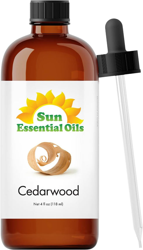 Sun Essential Oils Cedarwood, 4oz Bottle for Humidifier, Diffuser, Soaps, Candles