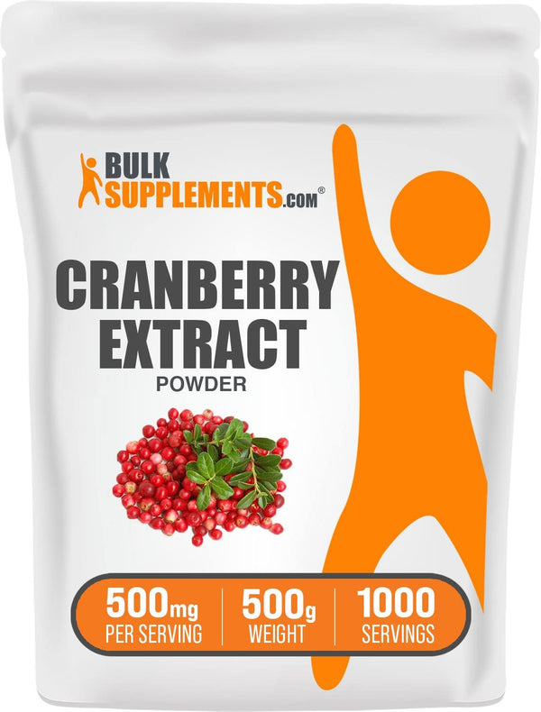 BulkSupplements.com Cranberry Extract Powder, 500mg per Serving, Vegan & Gluten Free, 500g (1.1 lbs), Pack of 1