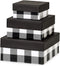 Made in USA Recycled Paper Kraft Boxes – Nested Squared Boxes with Lids, 3.25”, 4.25” & 5.25” (Small Set of 3 - Black
