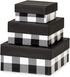 Made in USA Recycled Paper Kraft Boxes – Nested Squared Boxes with Lids, 3.25”, 4.25” & 5.25” (Small Set of 3 - Black