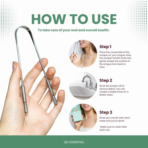 Metal Tongue Scraper for Adults - 3 Pack with Travel Cases, 100% Stainless Steel for Bad Breath, Daily Hygiene