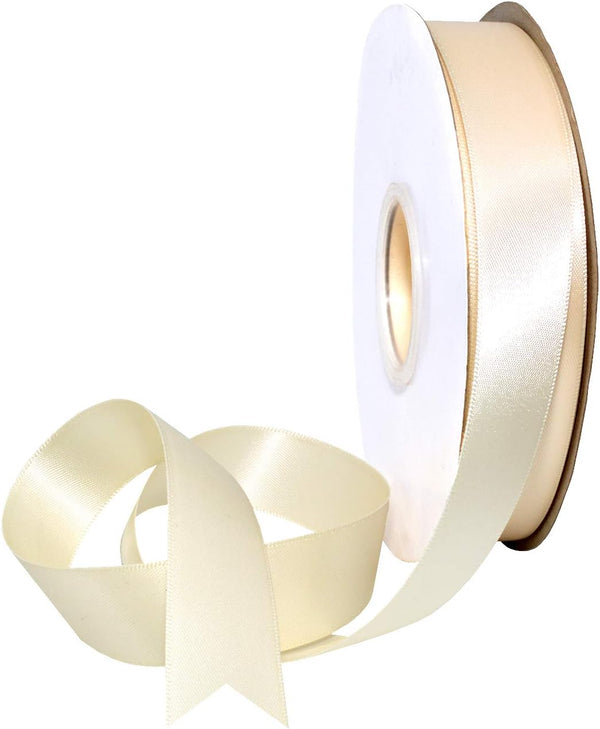 Morex Double Face Satin Ribbon 7/8" X 50 YD Ivory for Gift Wrapping, Birthday Cards, Crafts, Wedding Gifts