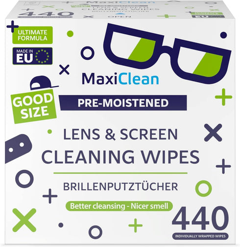 440 Pack Lens Wipes for Eyeglasses, Pre-Moistened, Streak-Free Cleaning for Glasses & Laptop Screens