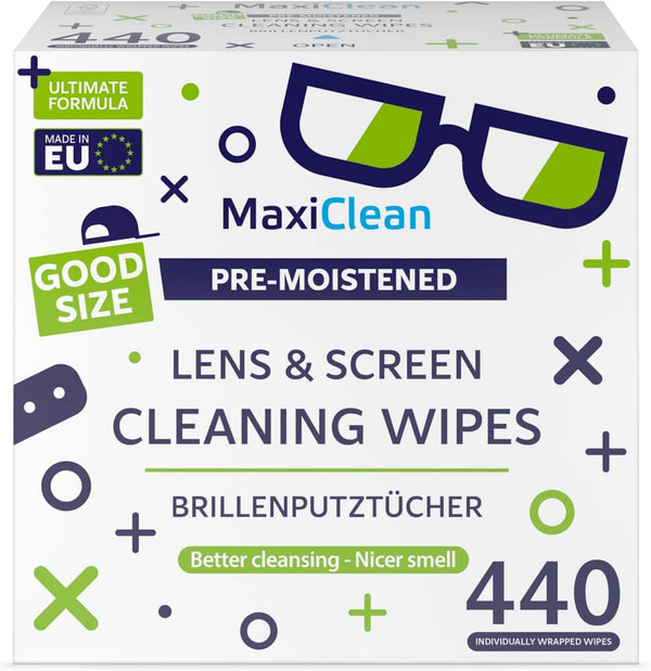 440 Pack Lens Wipes for Eyeglasses, Pre-Moistened, Streak-Free Cleaning for Glasses & Laptop Screens