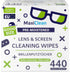 440 Pack Lens Wipes for Eyeglasses, Pre-Moistened, Streak-Free Cleaning for Glasses & Laptop Screens