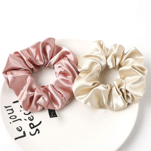 Scrunchies Women Hair Ties - Big Silk Satin Scrunchy Hair Bands, Soft Large Elastic Hair Accessories for VSCO Girls
