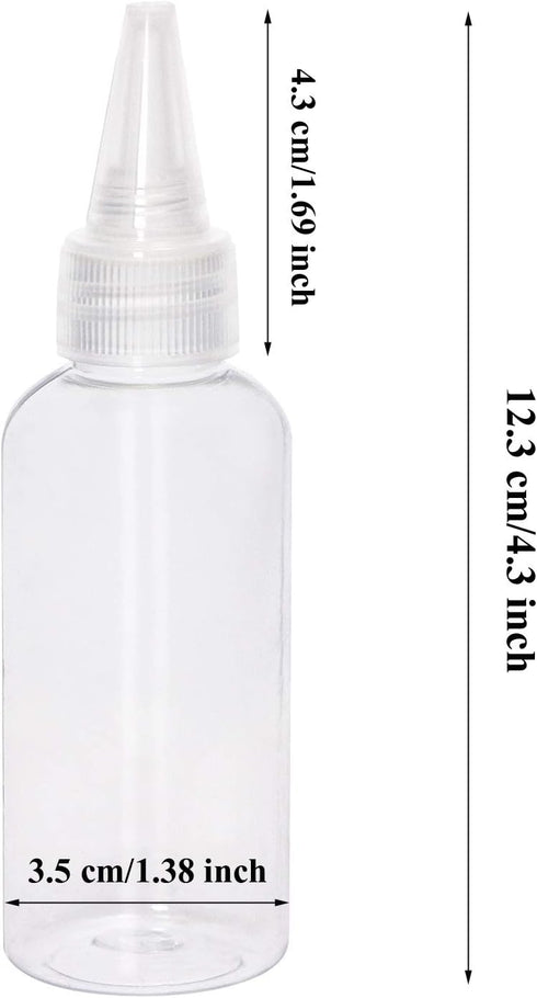 PENTA ANGEL 2oz Plastic Squeeze Bottles, 8Pcs Small Clear Empty Squirt Bottles for Paint, Art, Lotion, Crafts