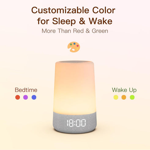 REACHER Sleep Trainer Alarm Clock for Kids, Night Light, White Noise Machine and OK to Wake Clock for Toddlers at Home