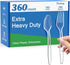 360 Count Extra Heavy Duty Clear Plastic Forks and Spoons, Disposable Silverware Set for Parties
