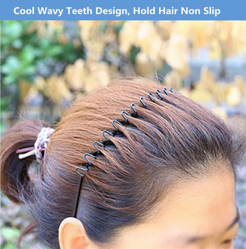 Metal Hair Band for Men Women Unisex Black Wavy Spring Outdoor Sports Headbands Simple Elastic Non Slip Headwear