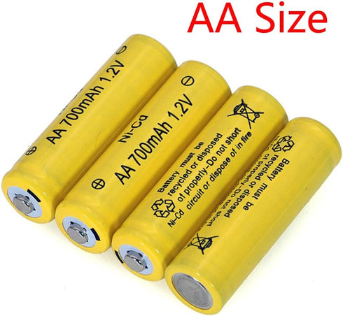 12 Packs AA Garden Ni-Cd Batteries 1.2V 700mAh - Rechargeable for Solar Lights, Landscape Lighting