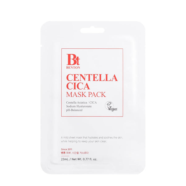 BENTON Centella Mask Pack (10 Sheets) - Korean Face Mask with Centella Ampoule & Hyaluronic Acid for Dry Skin
